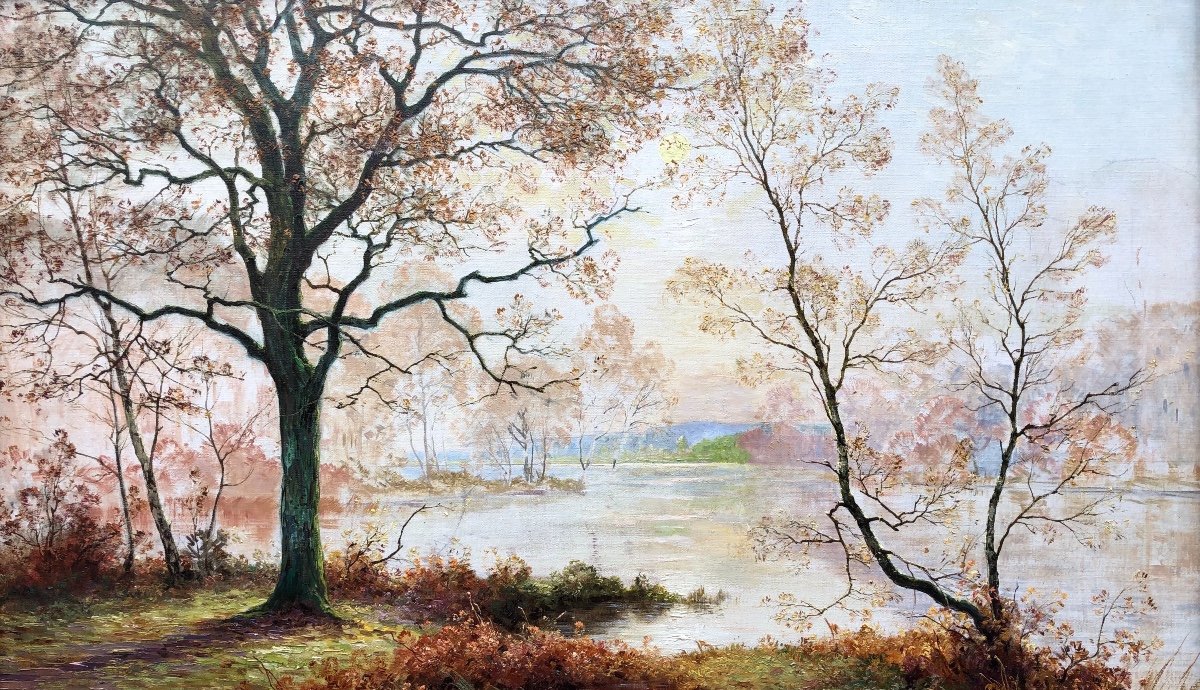 Rigolot Albert French School 19th Century Oil On Canvas Signed Pond Edge Certificate-photo-6