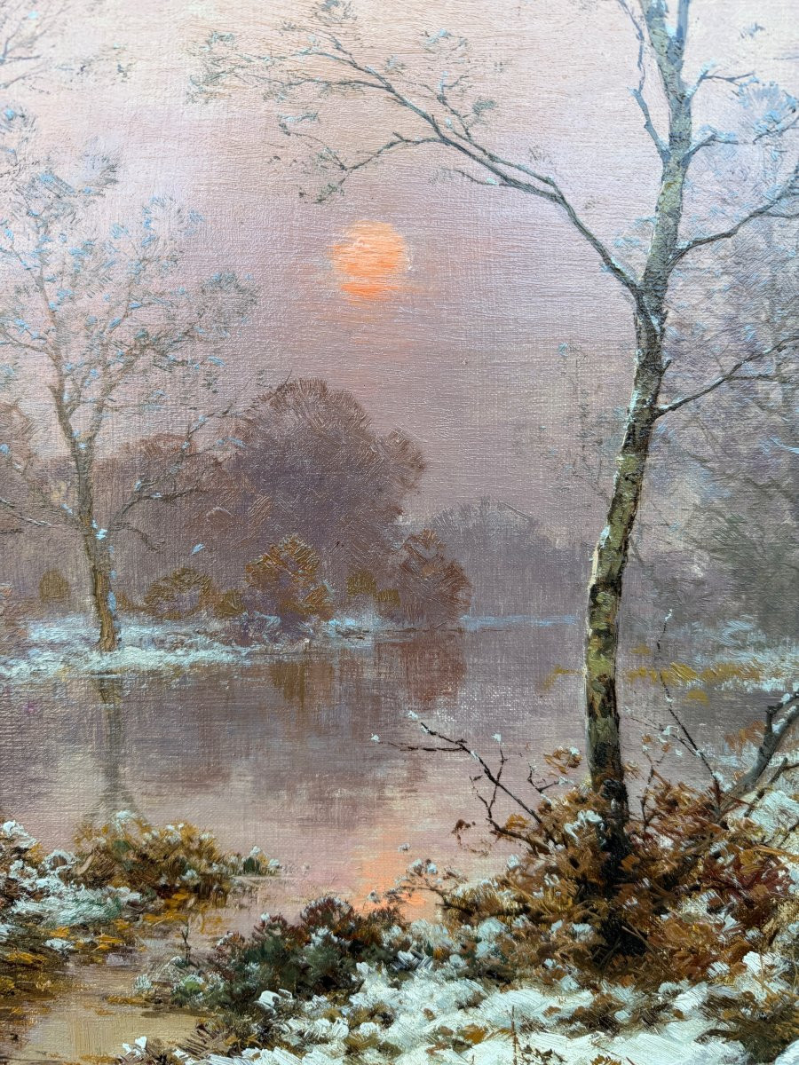 Rigolot Albert 19th Century French School Oil On Canvas Signed Winter Landscape In Sologne Certificate-photo-4