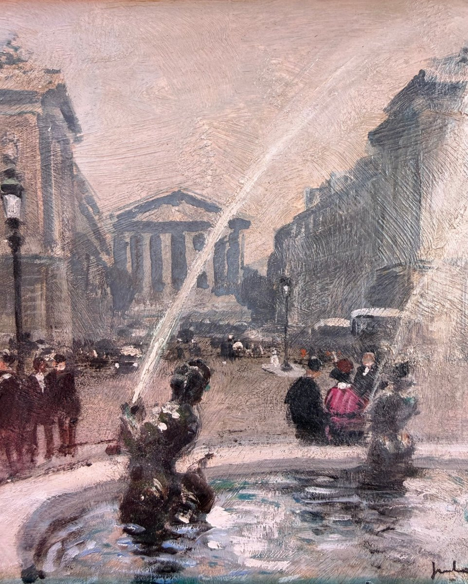 Herve Jules French Painting 20th Century Paris Animation Place De La Concorde Oil Signed Certificate-photo-6