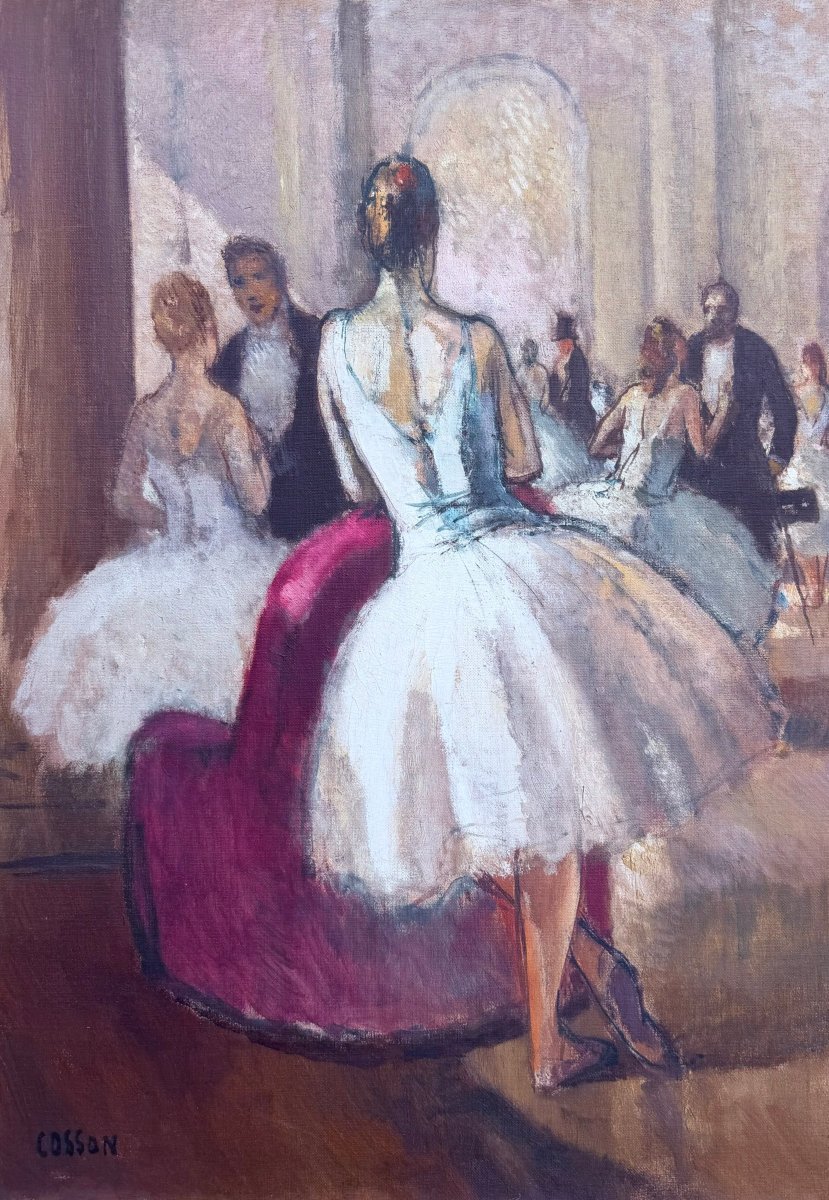 COSSON Marcel Tableau 20è Ballerines au foyer de l'Opéra à Paris Peinture HuileSignéeCertificat-photo-1
