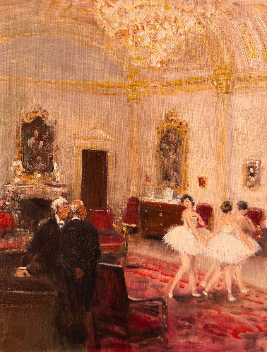 HERVE Jules Tableau Impressionniste XXè Paris Paris foyer de l'Opéra HuiletoileSignéeCertificat-photo-2