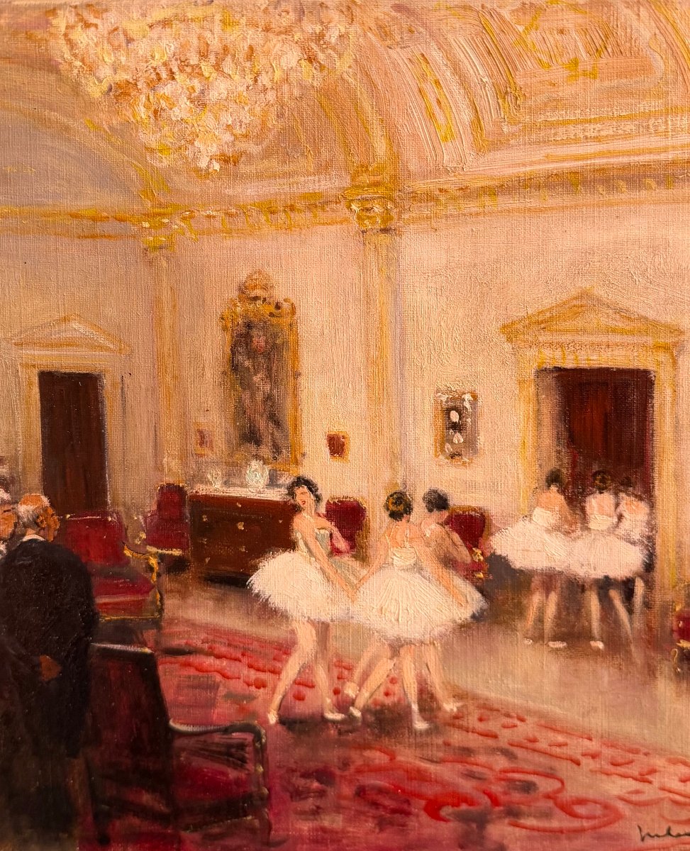 HERVE Jules Tableau Impressionniste XXè Paris Paris foyer de l'Opéra HuiletoileSignéeCertificat-photo-3