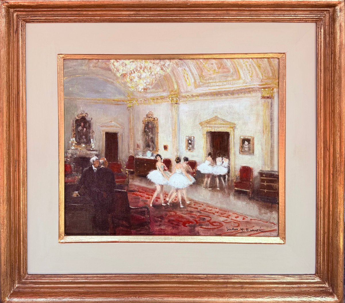 HERVE Jules Tableau Impressionniste XXè Paris Paris Le foyer de l'Opéra. Huile sur toile Signée