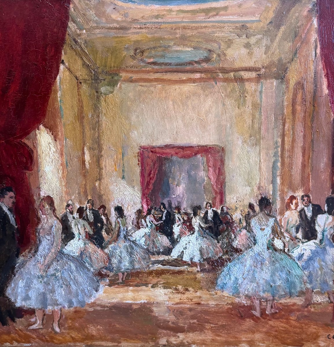 COSSON Marcel Tableau 20è Paris La réception au foyer de l'Opéra Peinture HuileSignéeCertificat-photo-4