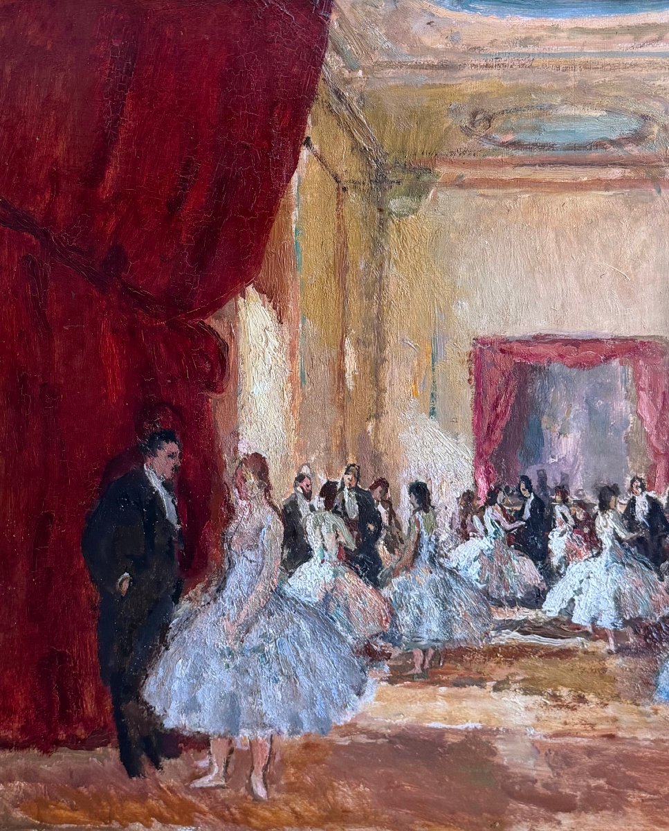 COSSON Marcel Tableau 20è Paris La réception au foyer de l'Opéra Peinture HuileSignéeCertificat-photo-1