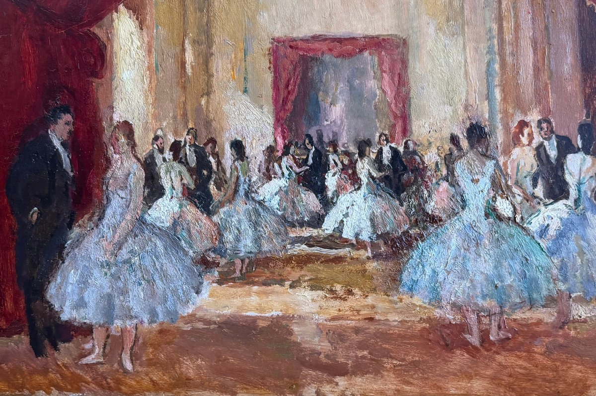 COSSON Marcel Tableau 20è Paris La réception au foyer de l'Opéra Peinture HuileSignéeCertificat-photo-3
