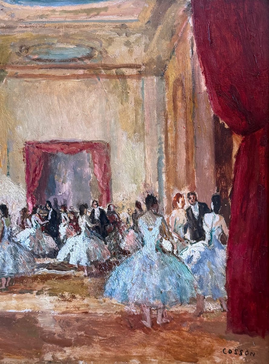 COSSON Marcel Tableau 20è Paris La réception au foyer de l'Opéra Peinture HuileSignéeCertificat-photo-5