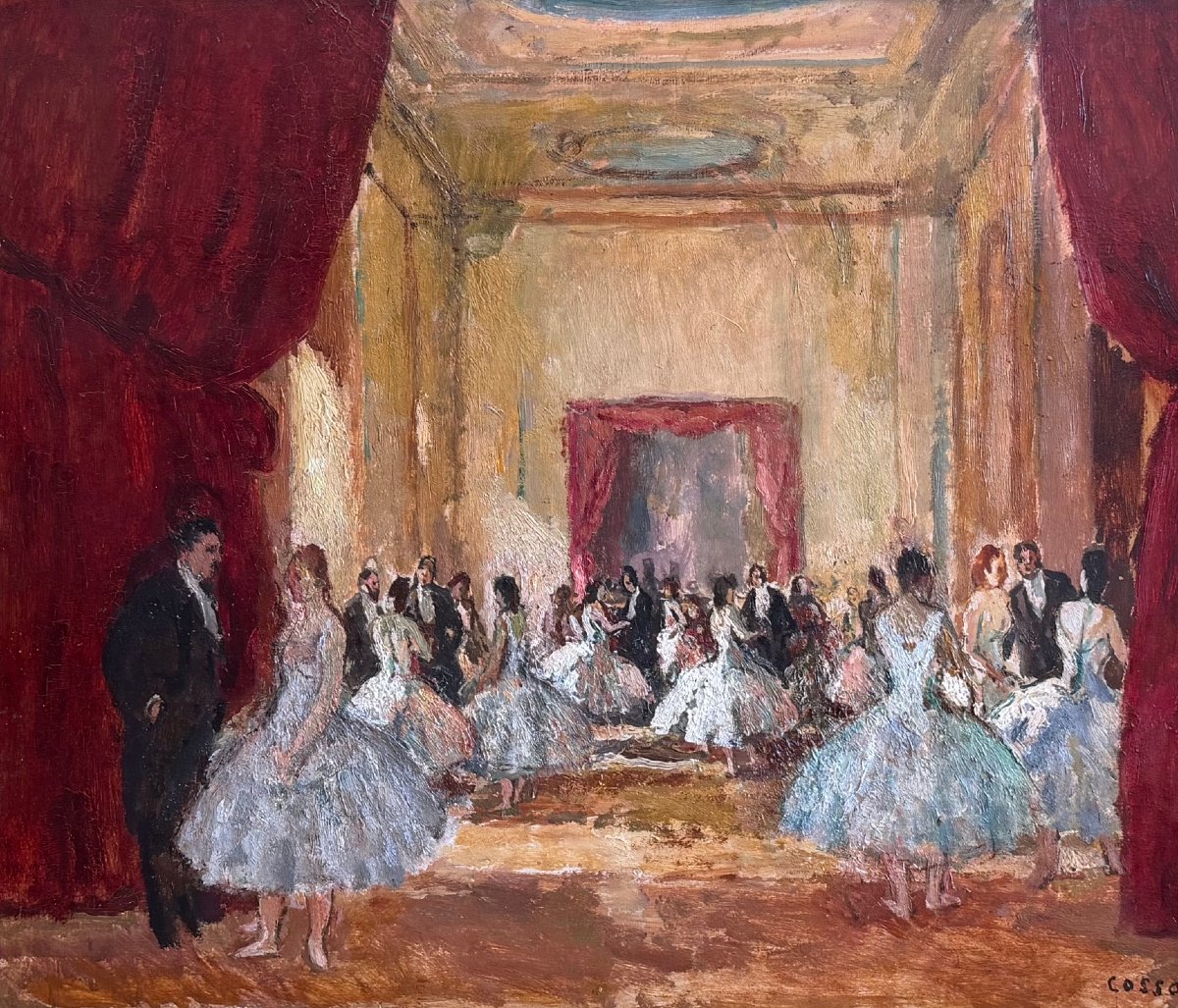 COSSON Marcel Tableau 20è Paris La réception au foyer de l'Opéra Peinture HuileSignéeCertificat-photo-6