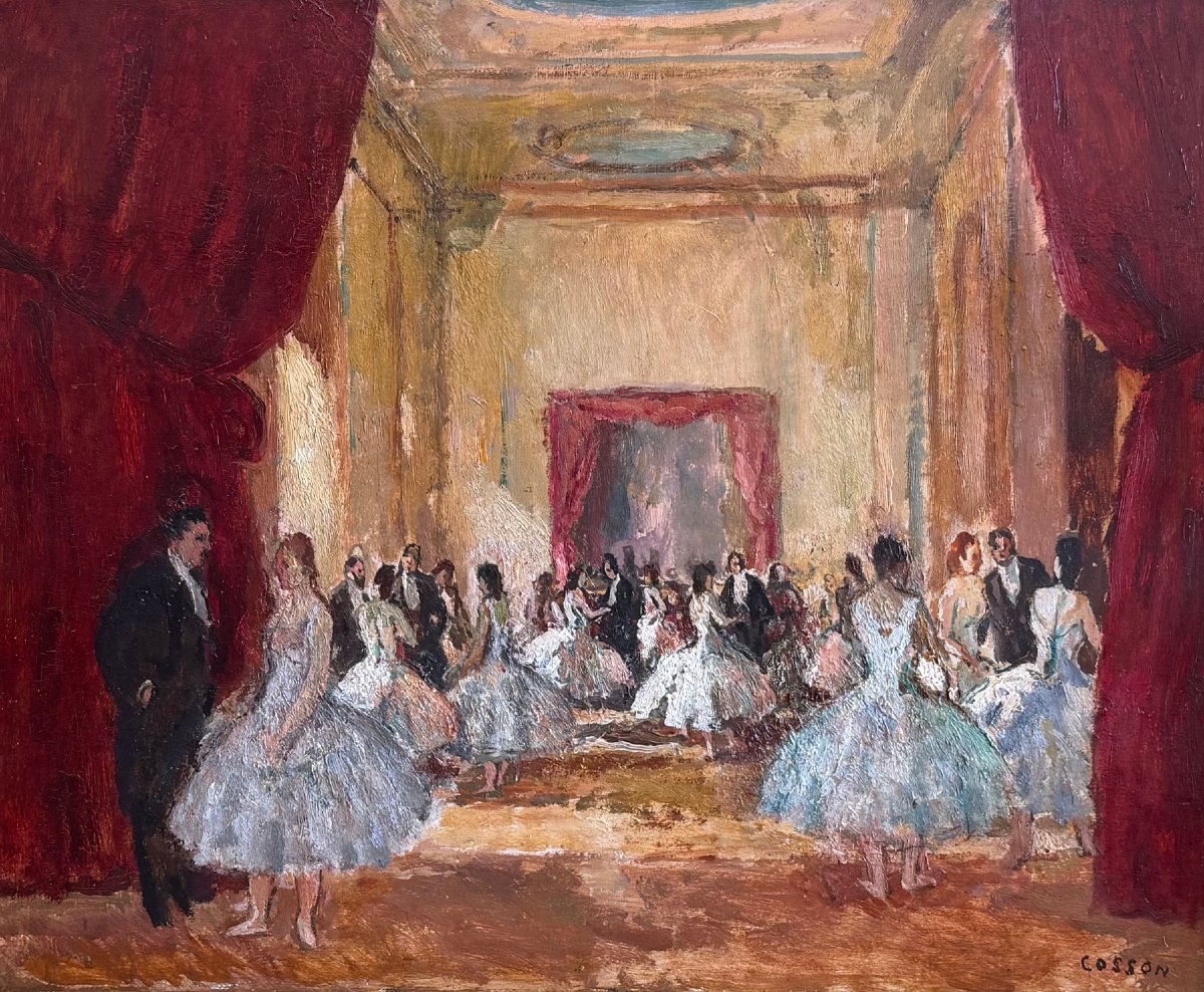 COSSON Marcel Tableau 20è Paris La réception au foyer de l'Opéra Peinture HuileSignéeCertificat-photo-7