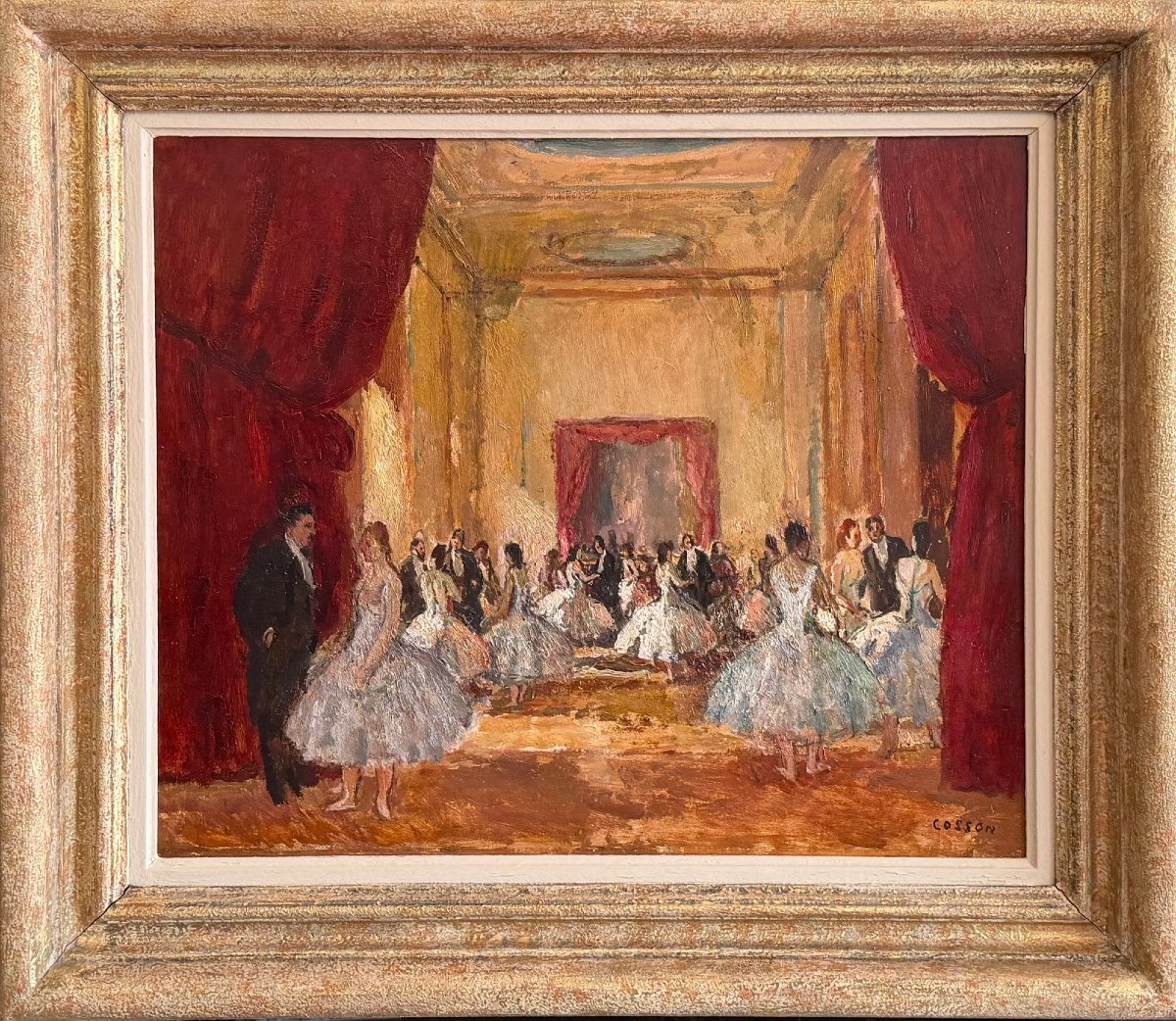 COSSON Marcel Tableau 20è Paris La réception au foyer de l'Opéra Peinture HuileSignéeCertificat-photo-8