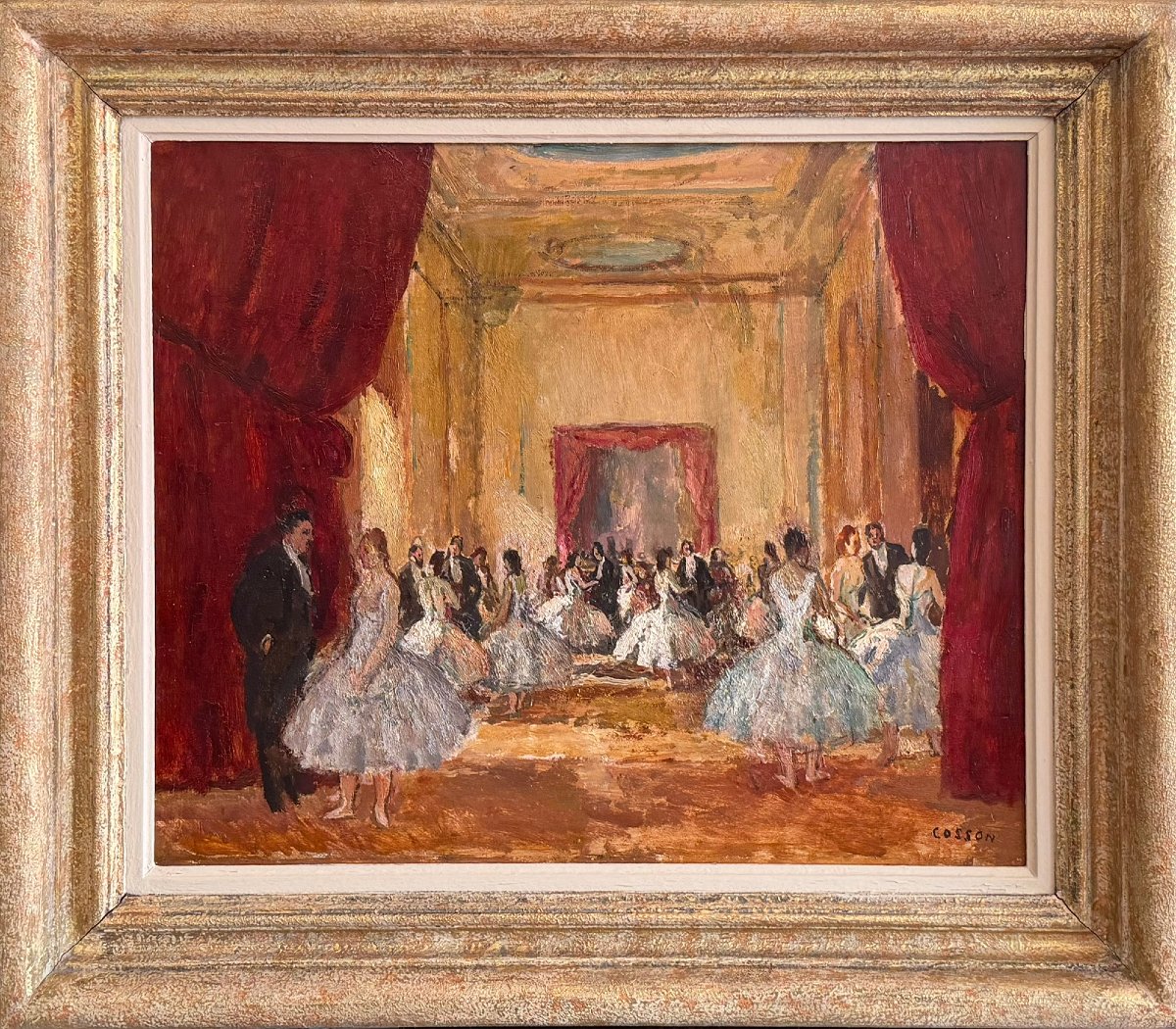 COSSON Marcel Tableau 20è Paris La réception au foyer de l'Opéra Peinture HuileSignéeCertificat