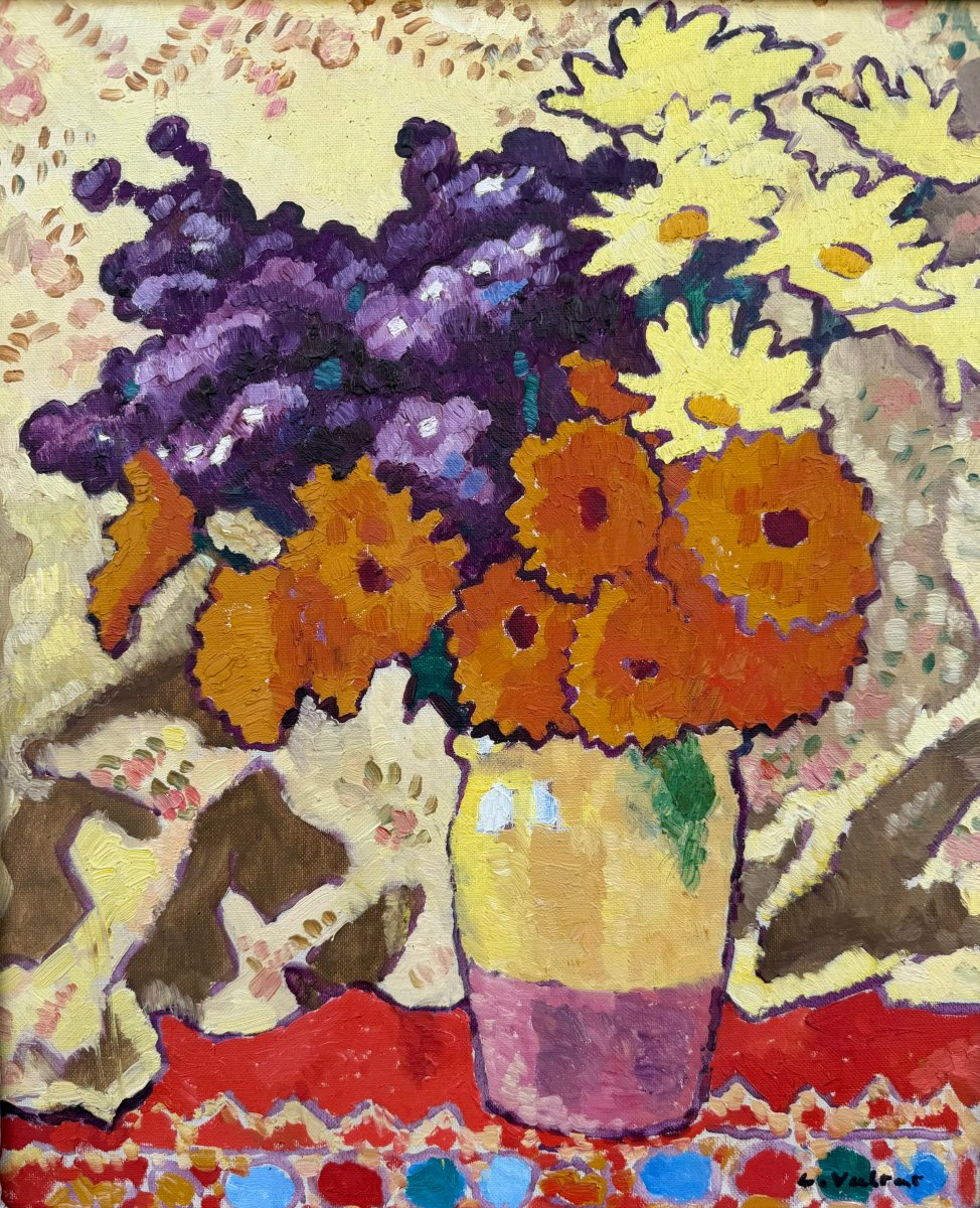 Valtat Louis Bouquet With Yellow Drapery Oil On Canvas, Signed, Certificate, Catalogue Raisonné-photo-2