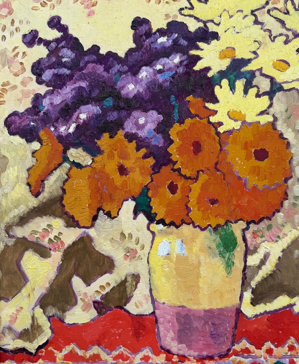 Valtat Louis Bouquet With Yellow Drapery Oil On Canvas, Signed, Certificate, Catalogue Raisonné-photo-3