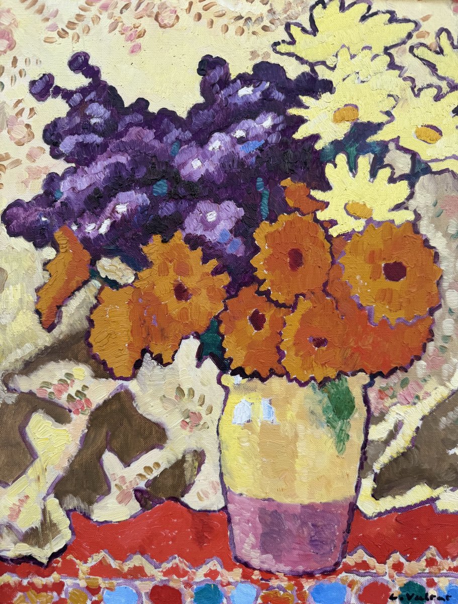 Valtat Louis Bouquet With Yellow Drapery Oil On Canvas, Signed, Certificate, Catalogue Raisonné-photo-4