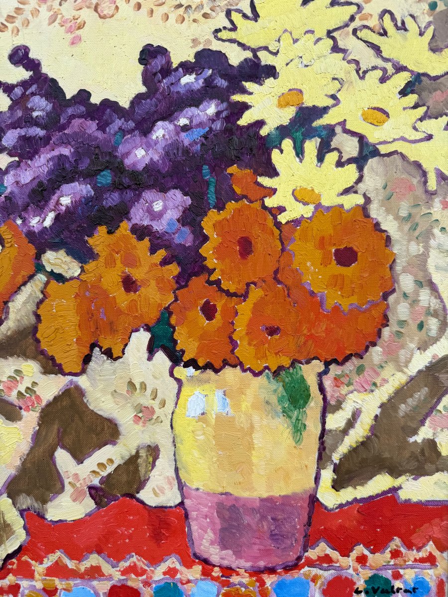 Valtat Louis Bouquet With Yellow Drapery Oil On Canvas, Signed, Certificate, Catalogue Raisonné-photo-1