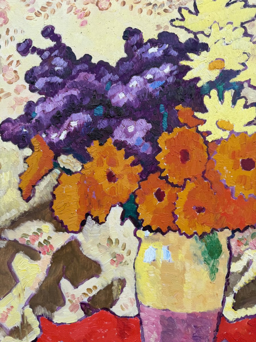 Valtat Louis Bouquet With Yellow Drapery Oil On Canvas, Signed, Certificate, Catalogue Raisonné-photo-2