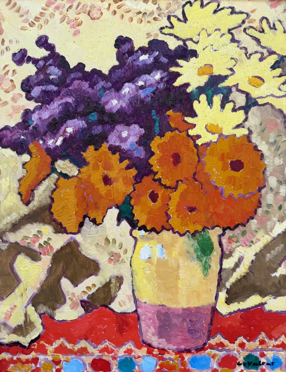 Valtat Louis Bouquet With Yellow Drapery Oil On Canvas, Signed, Certificate, Catalogue Raisonné-photo-3