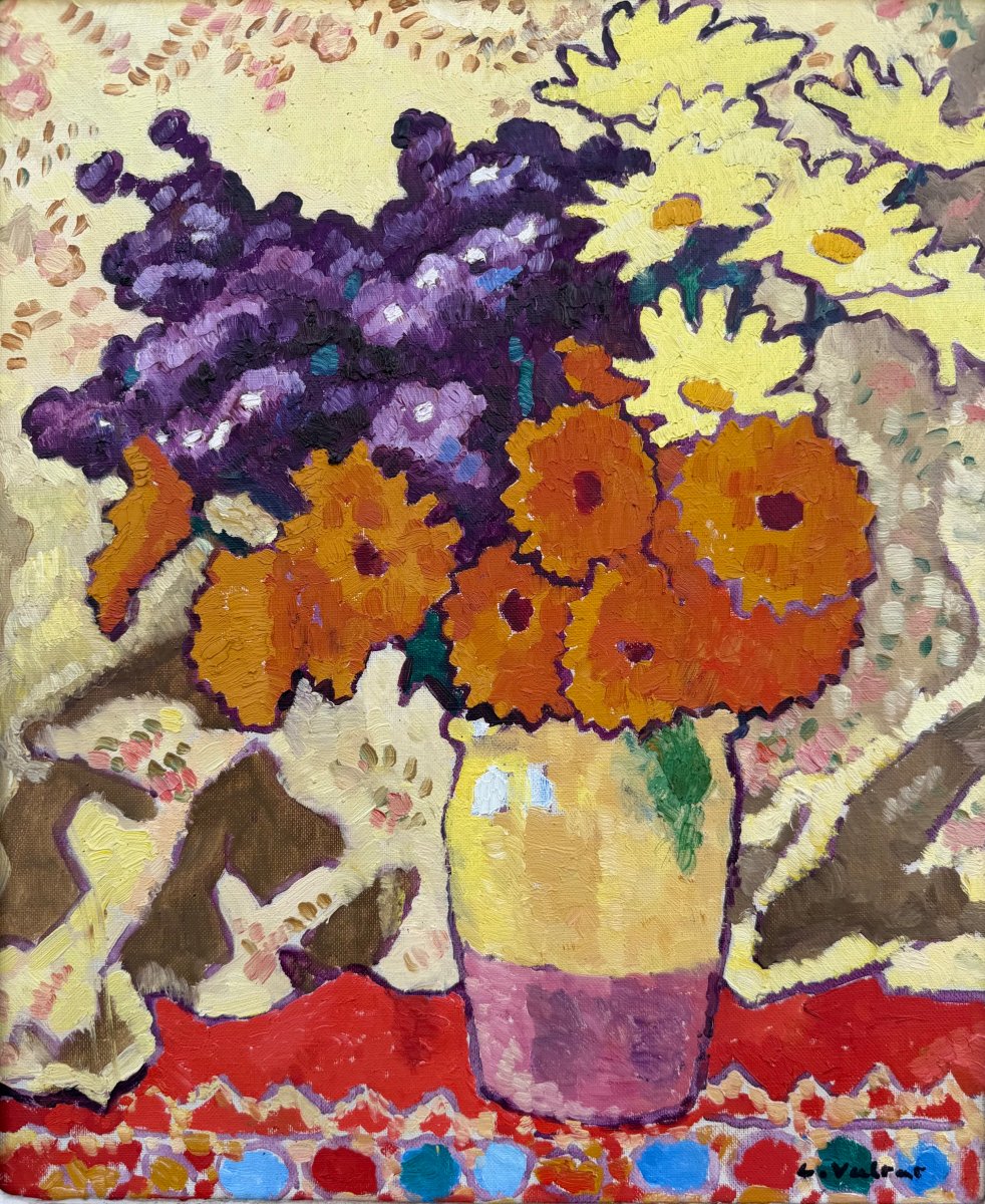 Valtat Louis Bouquet With Yellow Drapery Oil On Canvas, Signed, Certificate, Catalogue Raisonné-photo-4