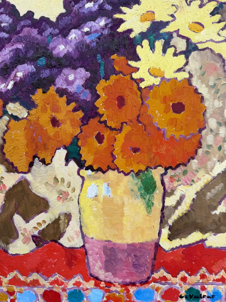 Valtat Louis Bouquet With Yellow Drapery Oil On Canvas, Signed, Certificate, Catalogue Raisonné-photo-5