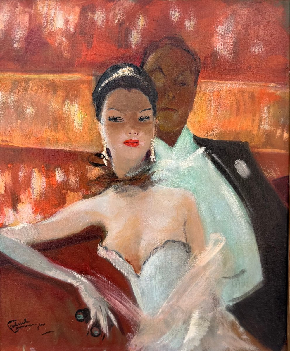 Domergue Jg "la Loge De La Princesse" Oil Signed Certificat Archives Noe Willer-photo-1