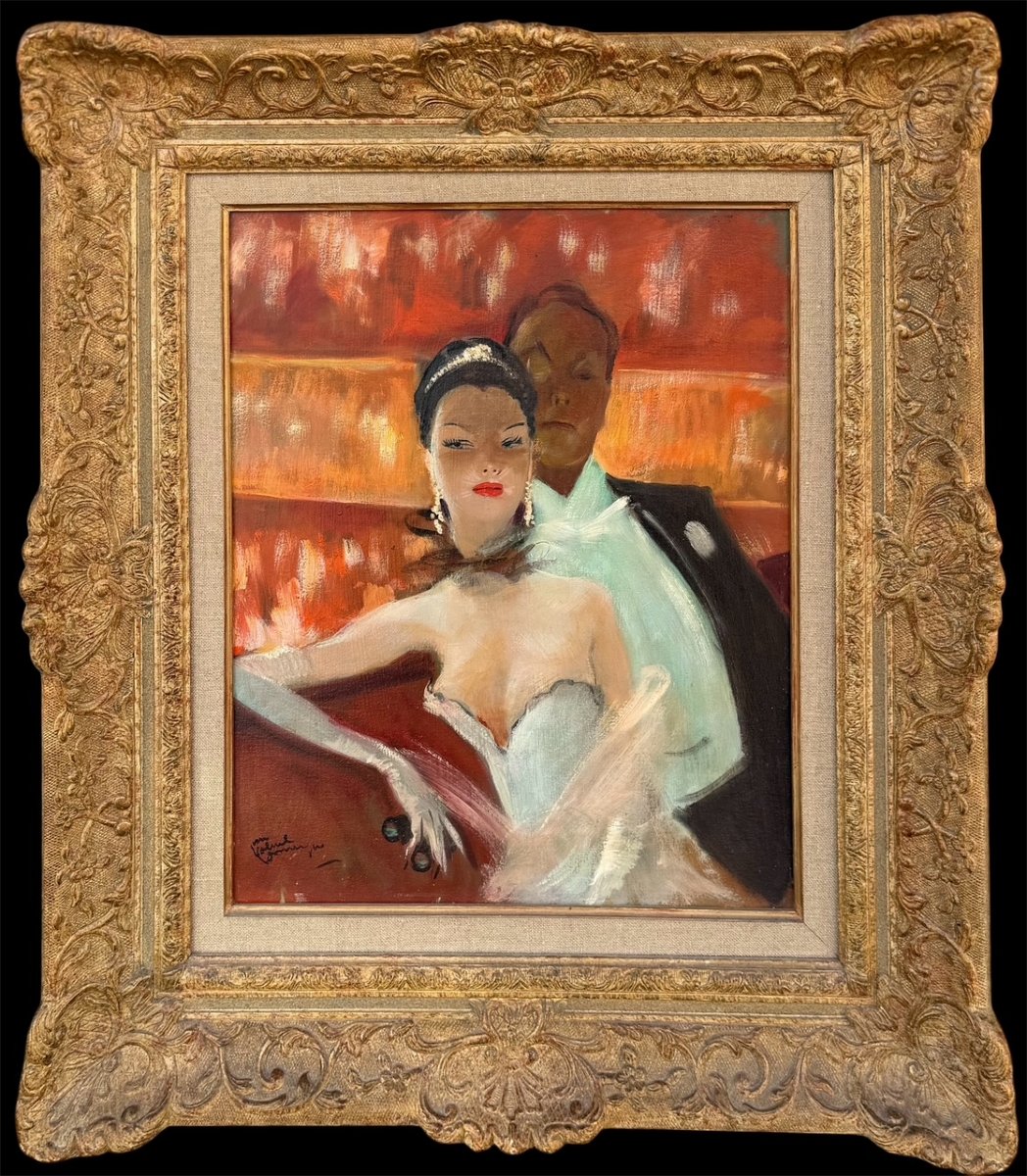 Domergue Jg "la Loge De La Princesse" Oil Signed Certificat Archives Noe Willer-photo-5