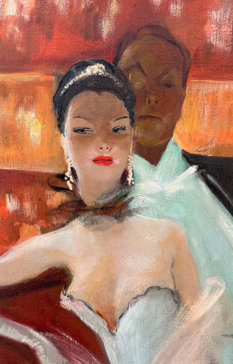 Domergue Jg "la Loge De La Princesse" Oil Signed Certificat Archives Noe Willer-photo-6