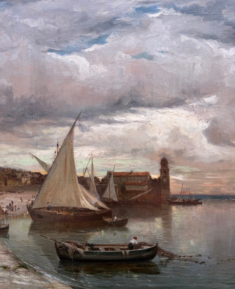 APPIAN Adolphe Peinture Française 19è La baie de Collioure Huile sur toile signée Certificat -photo-6