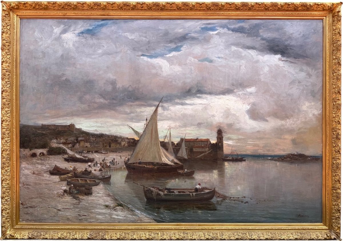 APPIAN Adolphe Peinture Française 19è La baie de Collioure Huile sur toile signée Certificat 