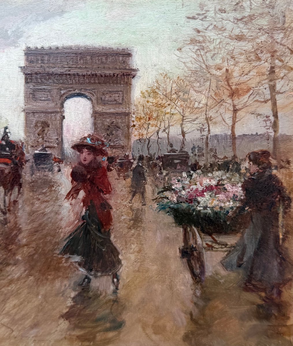 STEIN Georges Paris Animation sur les Champs Elysées Huile Sur panneau Signée Certificat -photo-4