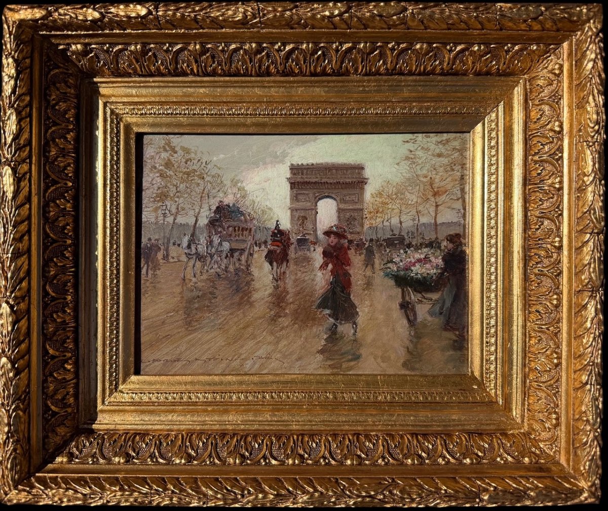 STEIN Georges Paris Animation sur les Champs Elysées Huile Sur panneau Signée Certificat -photo-2