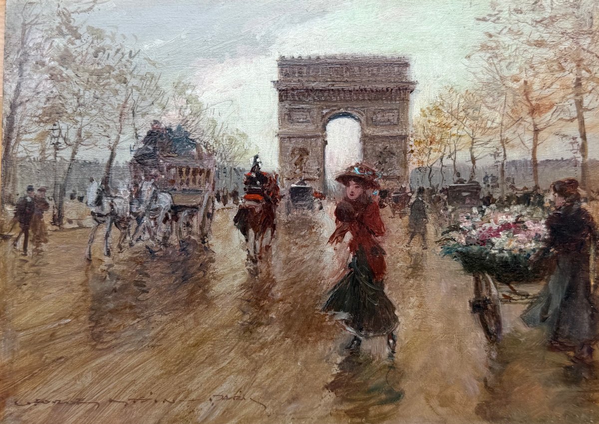 STEIN Georges Paris Animation sur les Champs Elysées Huile Sur panneau Signée Certificat -photo-4