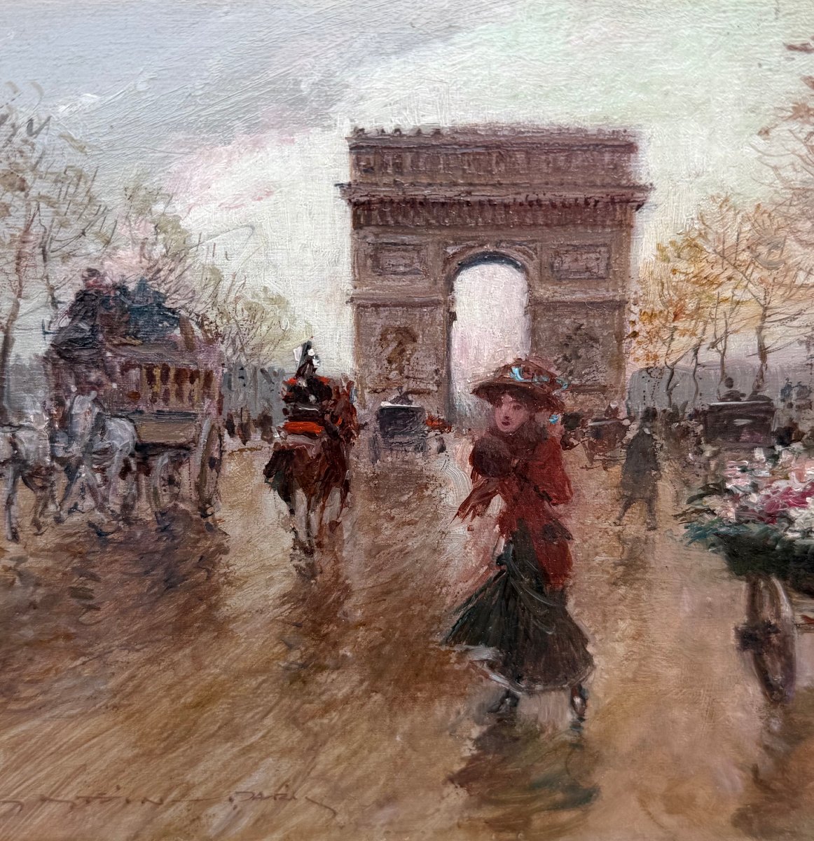 STEIN Georges Paris Animation sur les Champs Elysées Huile Sur panneau Signée Certificat -photo-5
