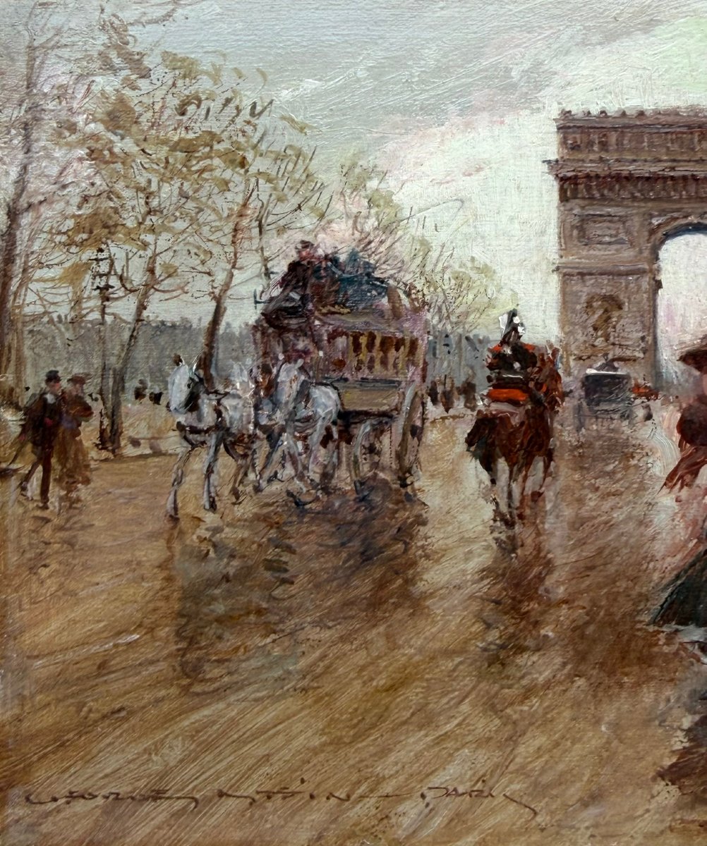 STEIN Georges Paris Animation sur les Champs Elysées Huile Sur panneau Signée Certificat -photo-6