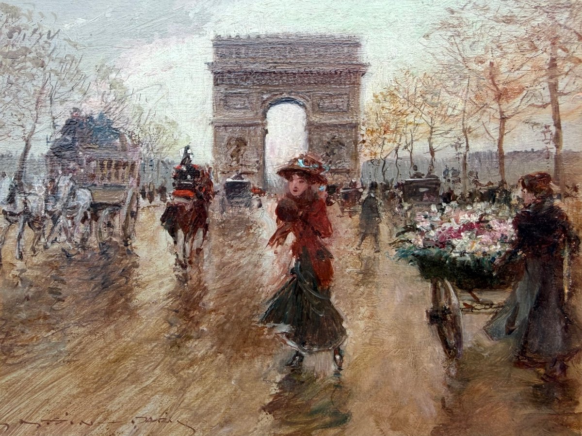 STEIN Georges Paris Animation sur les Champs Elysées Huile Sur panneau Signée Certificat -photo-7