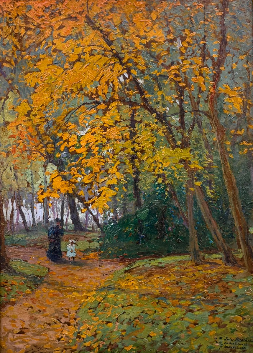 MADELINE Paul Peinture Française Crozant Promenade en automne Huile carton signée Certificat-photo-4