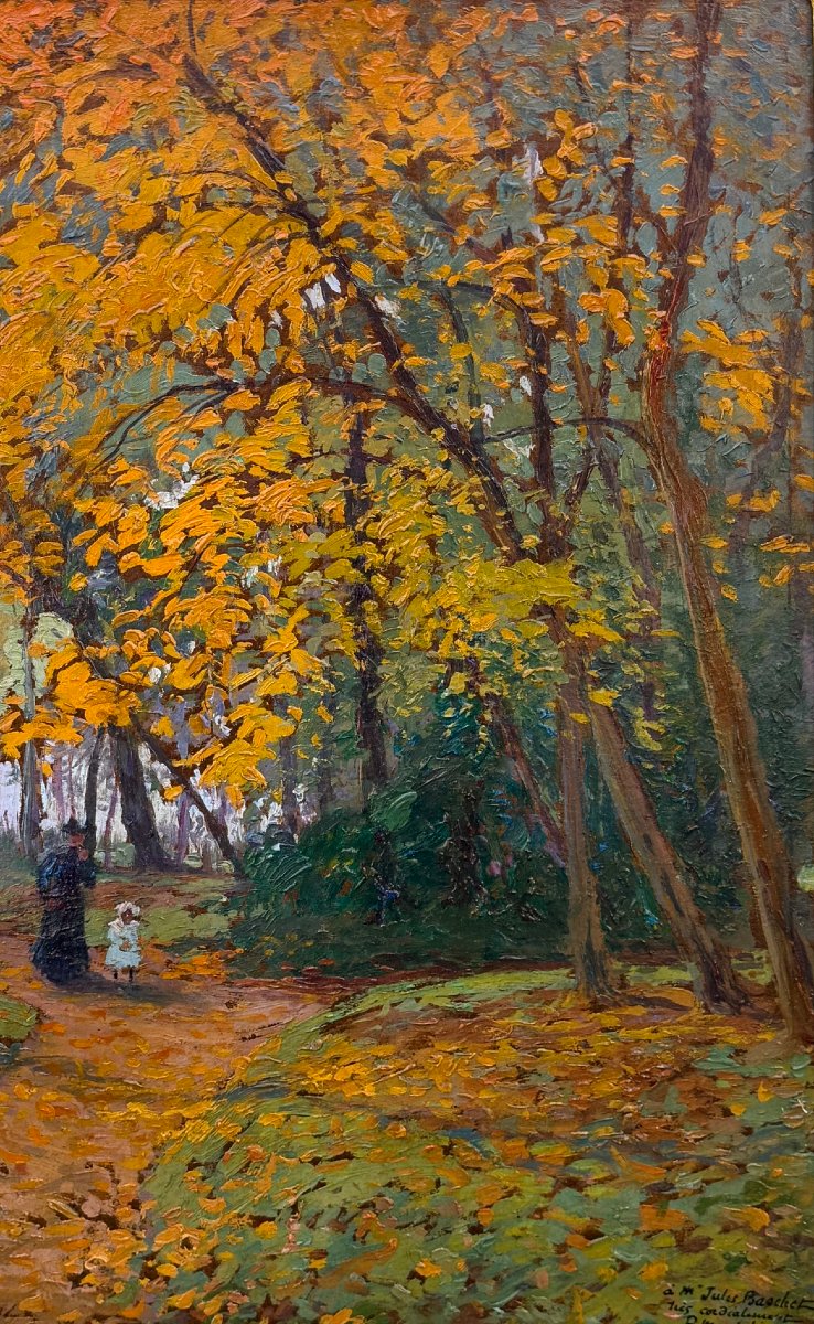 MADELINE Paul Peinture Française Crozant Promenade en automne Huile carton signée Certificat-photo-1