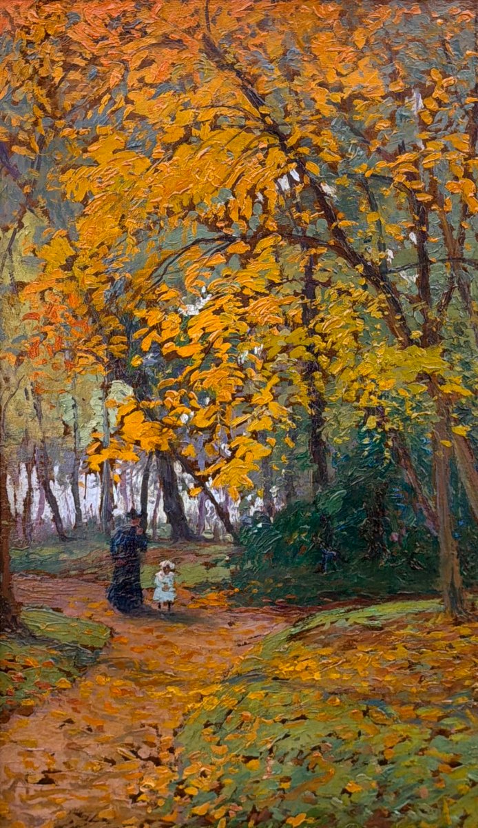 MADELINE Paul Peinture Française Crozant Promenade en automne Huile carton signée Certificat-photo-4