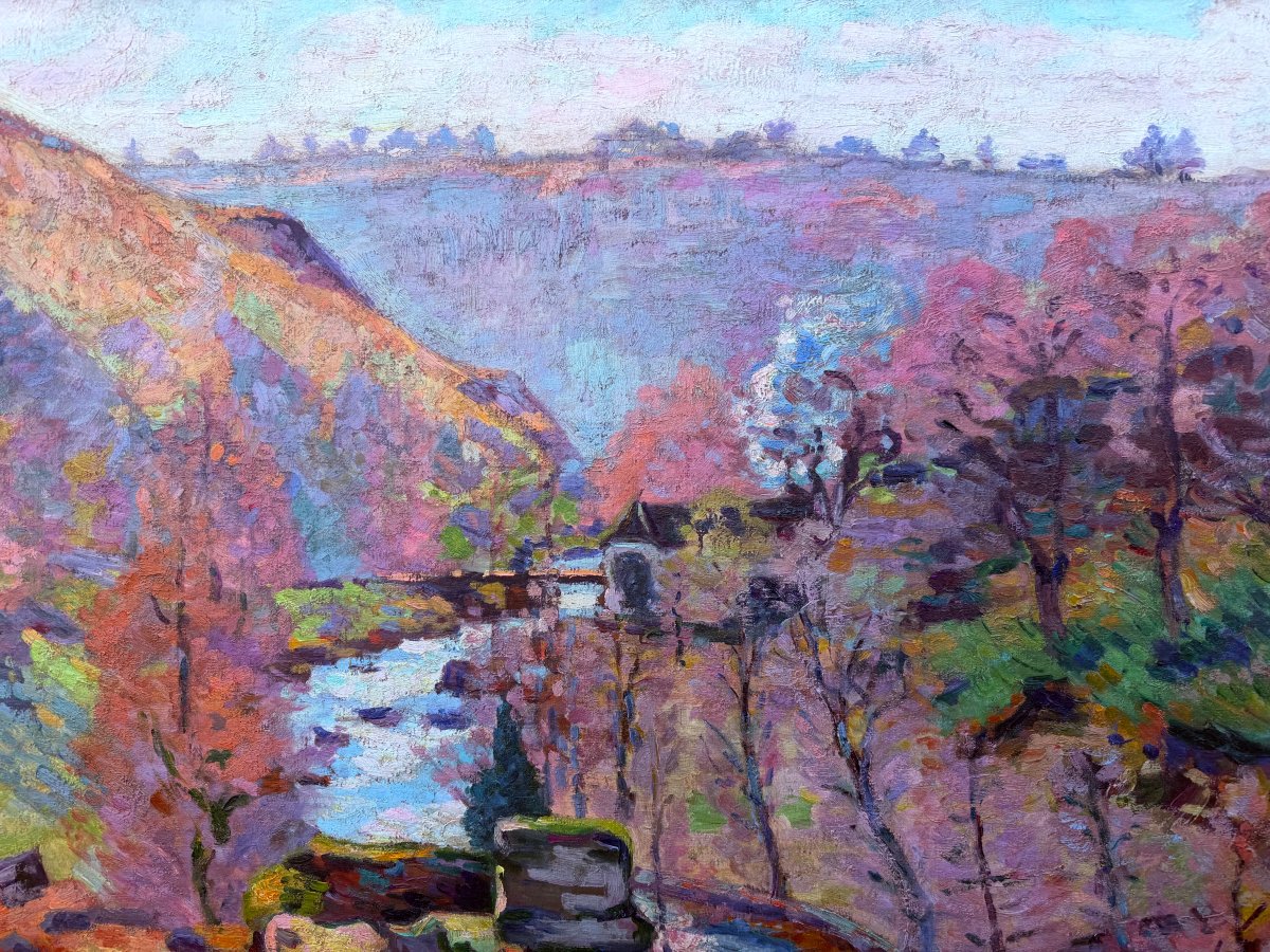 GUILLAUMIN Armand Le ravin de la folie à Crozant Huile sur toile signée vers 1910 Certificat -photo-3