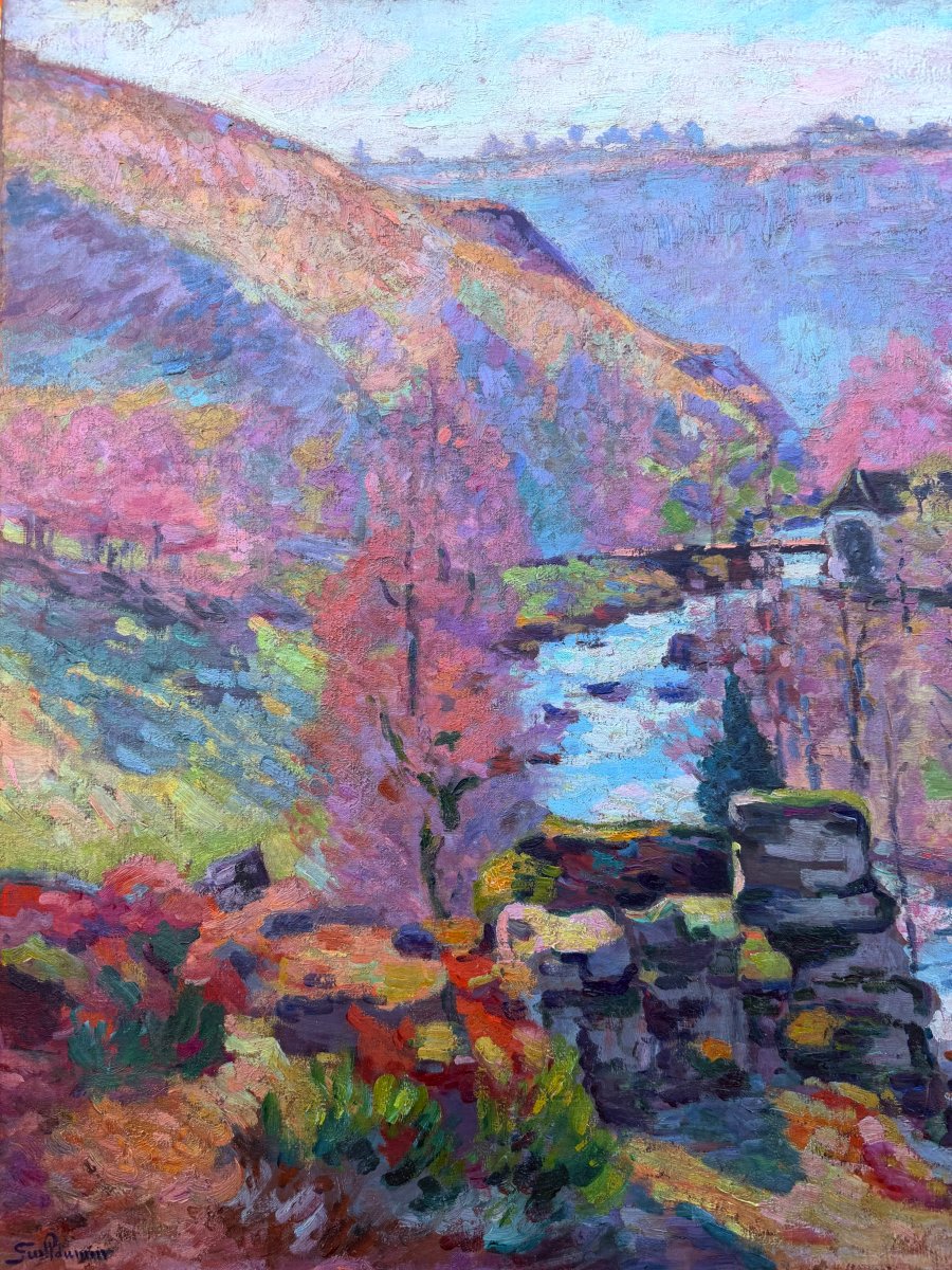 GUILLAUMIN Armand Le ravin de la folie à Crozant Huile sur toile signée vers 1910 Certificat -photo-1