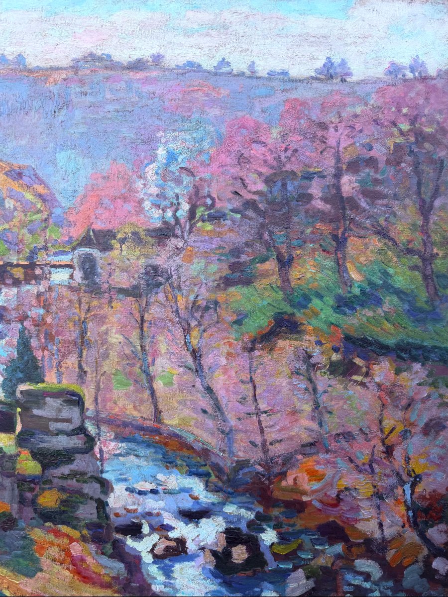 GUILLAUMIN Armand Le ravin de la folie à Crozant Huile sur toile signée vers 1910 Certificat -photo-3