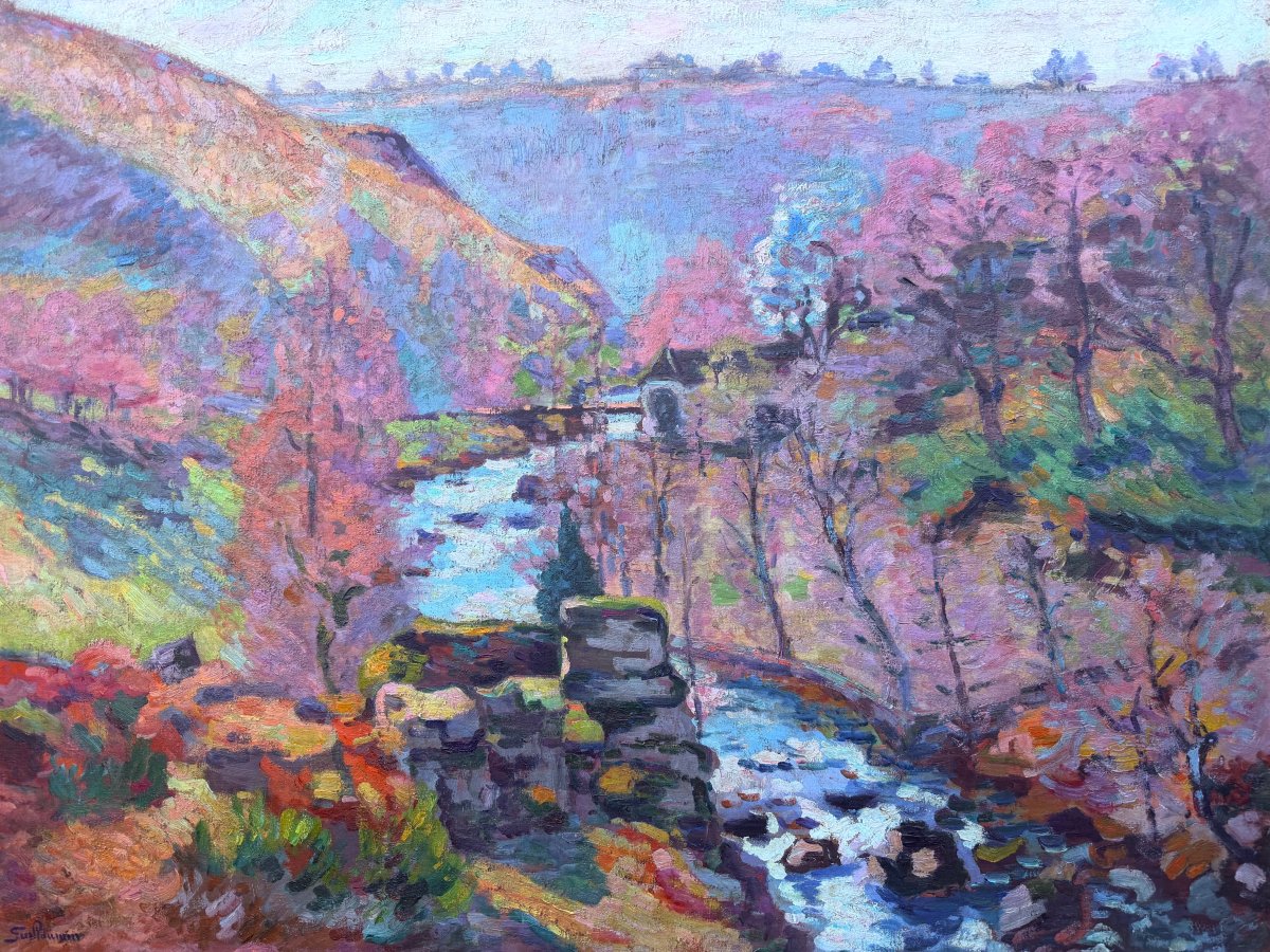 GUILLAUMIN Armand Le ravin de la folie à Crozant Huile sur toile signée vers 1910 Certificat -photo-5