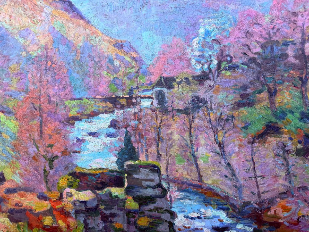 GUILLAUMIN Armand Le ravin de la folie à Crozant Huile sur toile signée vers 1910 Certificat -photo-7