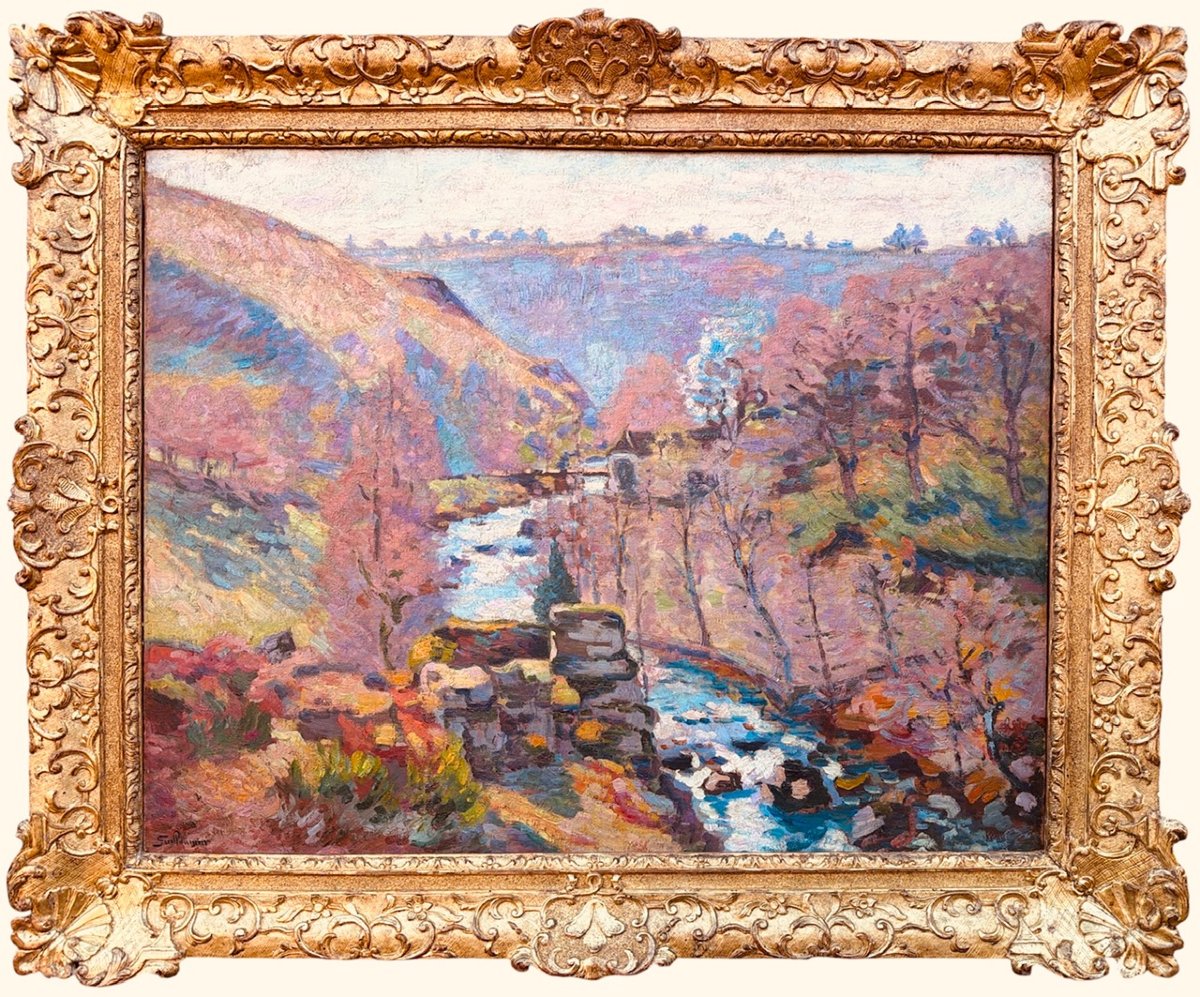 GUILLAUMIN Armand Le ravin de la folie à Crozant Huile sur toile signée vers 1910 Certificat 