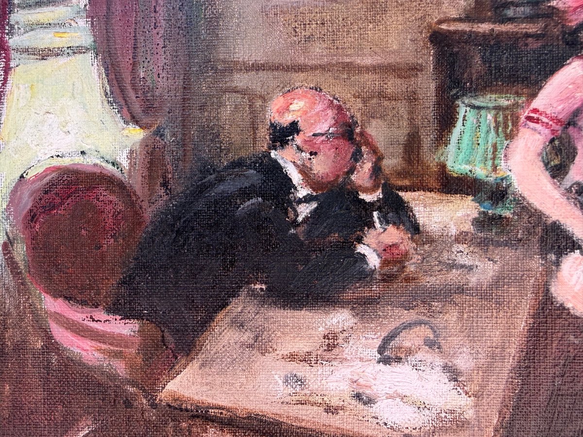 HERVE Jules Peinture Française 20è Chez le médecin Huile toile signée Certificat d'authenticité-photo-1
