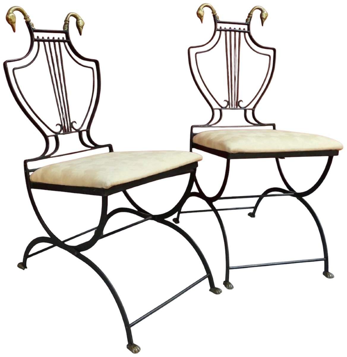 Paire de chaises style Art Déco  XXe siècle en fer forgé attribué à Samuel Copelon pour Jansen