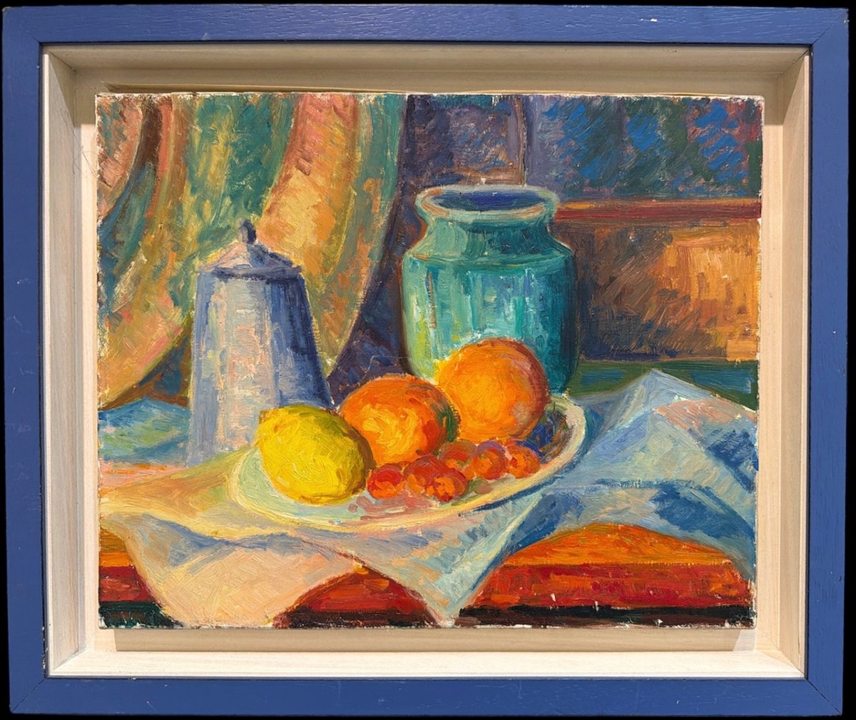 MENDJISKY Serge Le pot bleu Huile sur toile signée datée titrée Certificat d'authenticité
