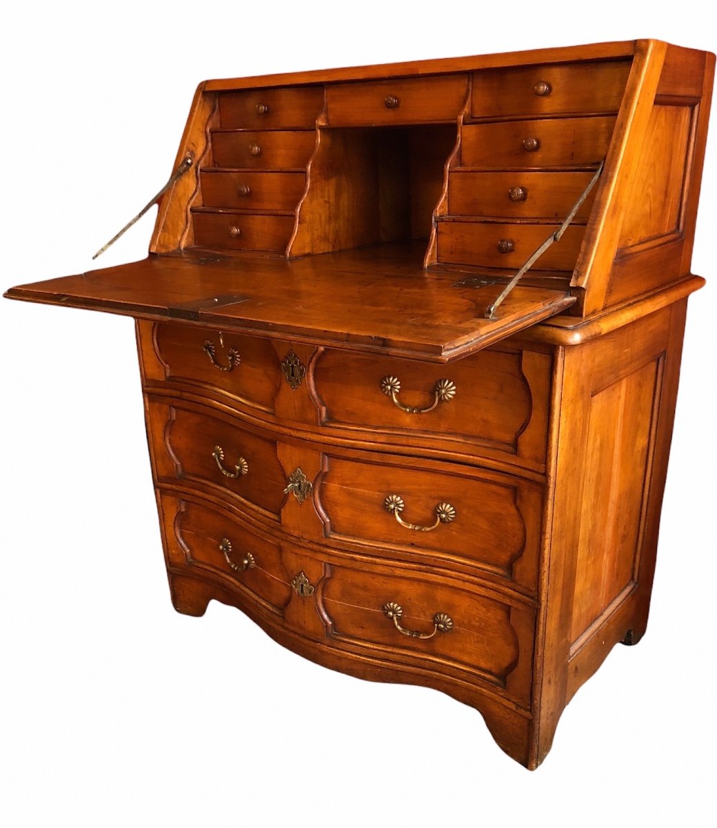 Commode Bureau Louis XV Scriban en noyer 18è siècle-photo-2