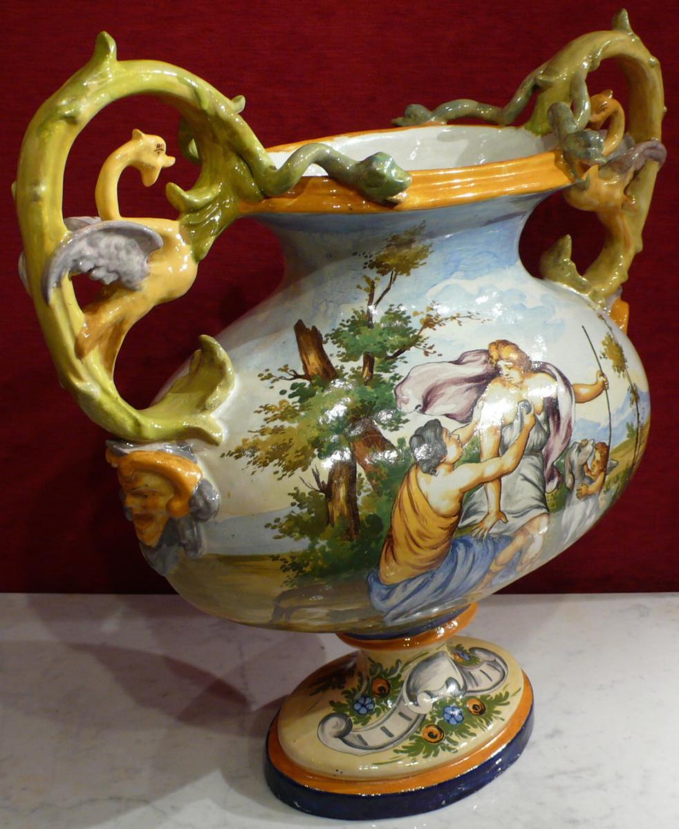 Grand Vase Ancien Italien Renaissance Style Nivernais Epoque Fin 19ème Siècle-photo-2