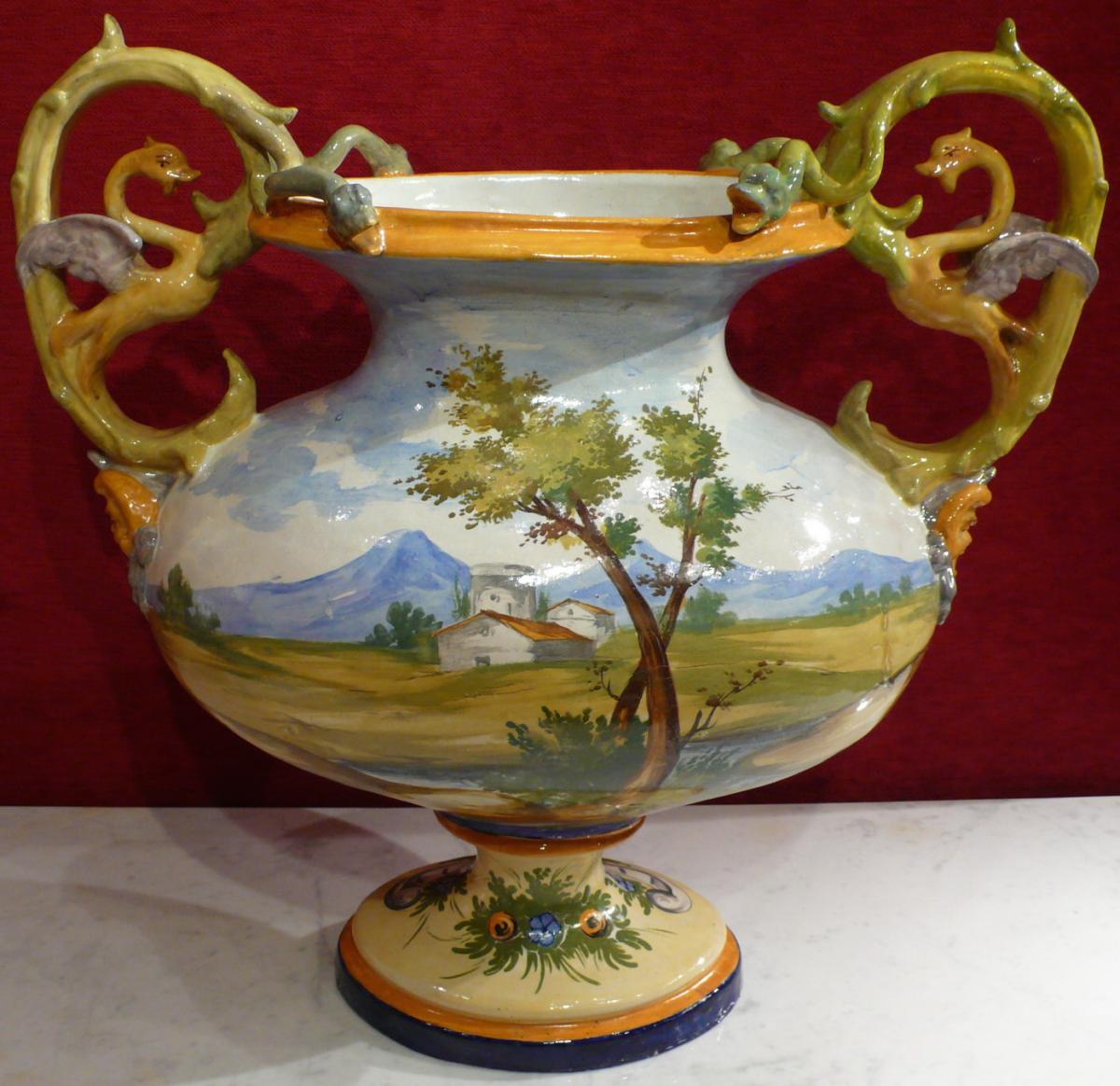 Grand Vase Ancien Italien Renaissance Style Nivernais Epoque Fin 19ème Siècle-photo-1