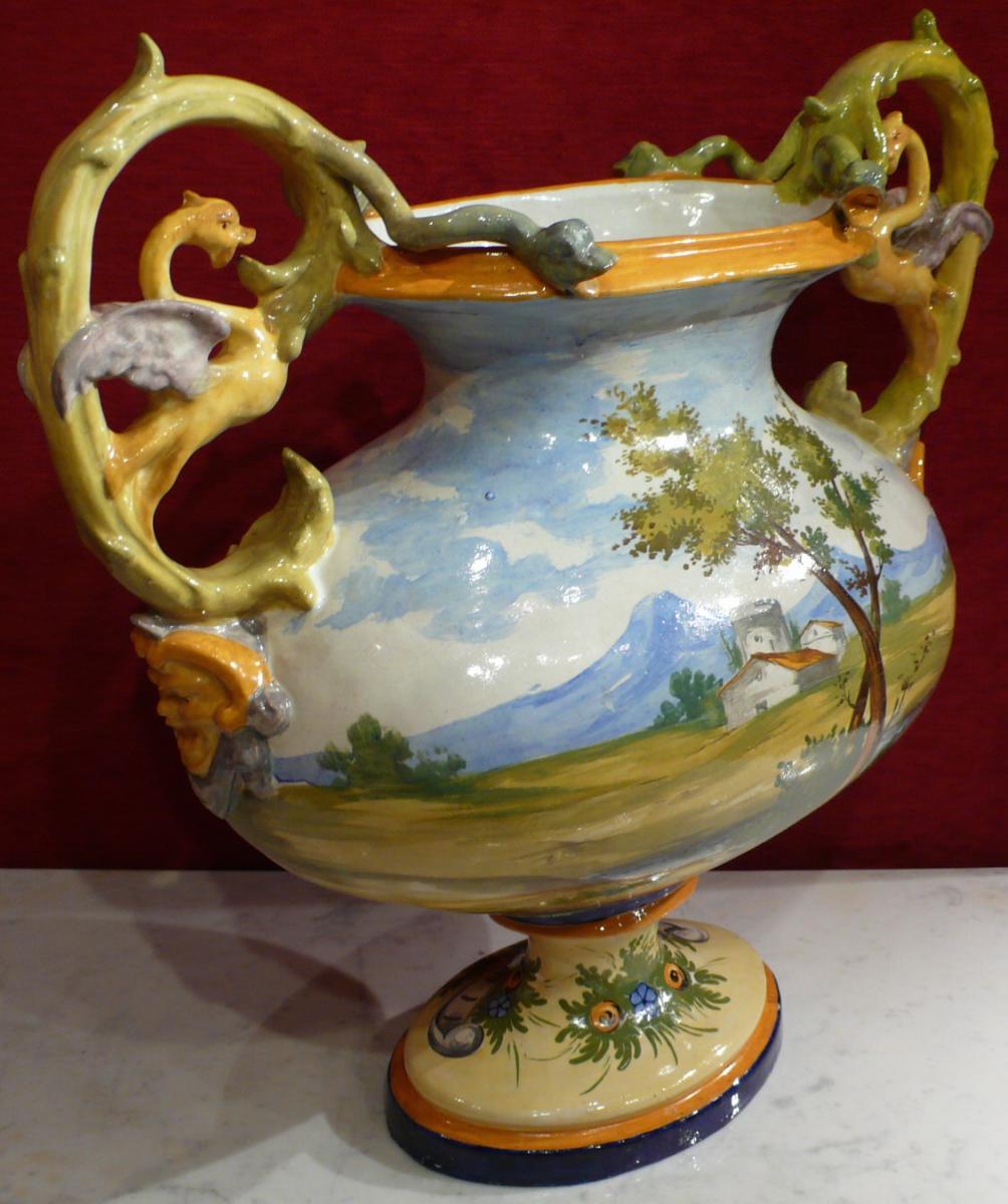 Grand Vase Ancien Italien Renaissance Style Nivernais Epoque Fin 19ème Siècle-photo-2